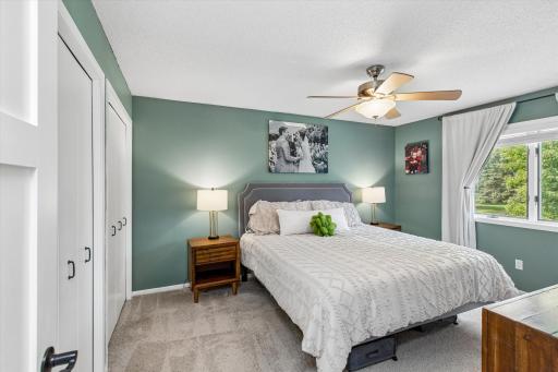 Primary bedroom. 2 full closets, ceiling fan. Room for a king size bed.