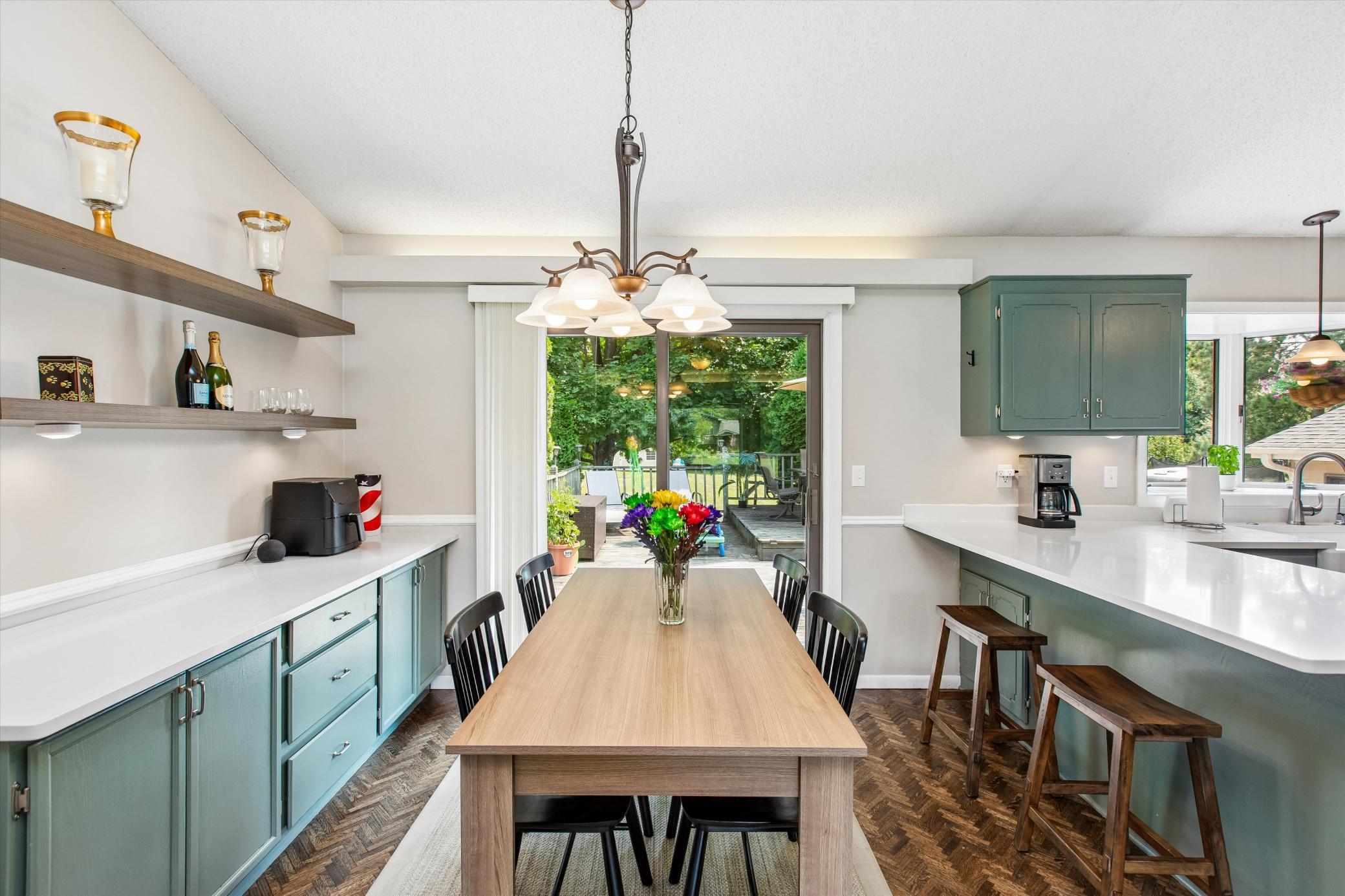 dining area with patio door to deck
