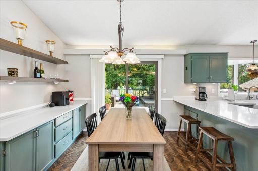 dining area with patio door to deck