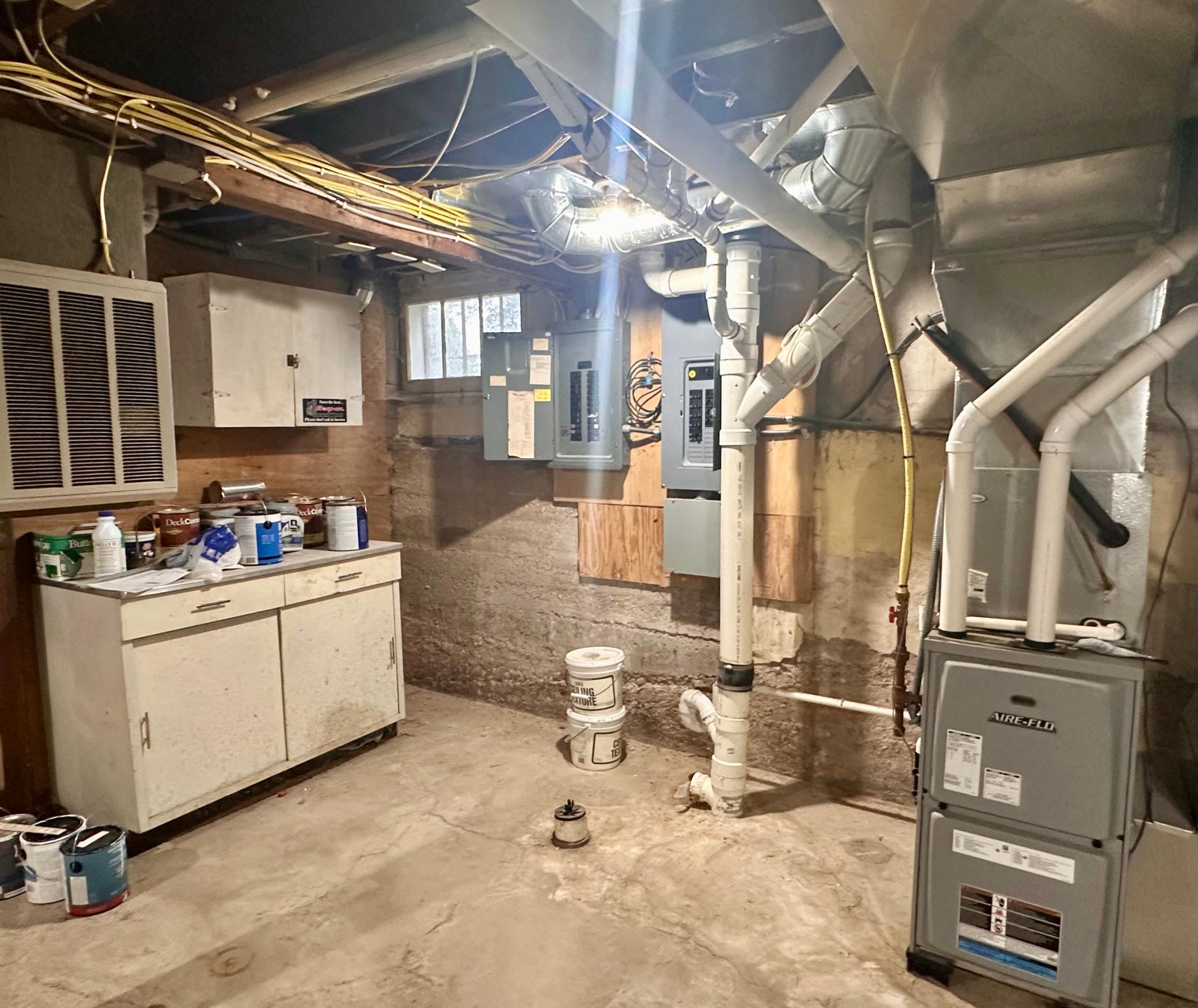 Basement - 2 electrical panels (updated electrical wiring) and furnace (2013) in view