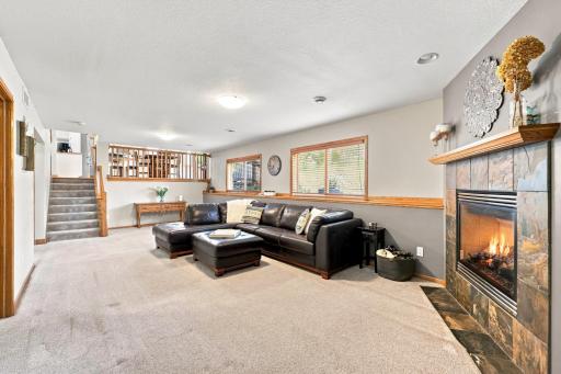 Spacious lower level entertainment area ideal for gatherings & relaxing