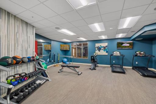 Fitness studio located on first floor with state of the art equipment & no extra cost to use.