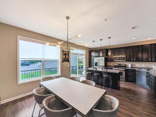 Large windows and recessed lighting keep this space bright!