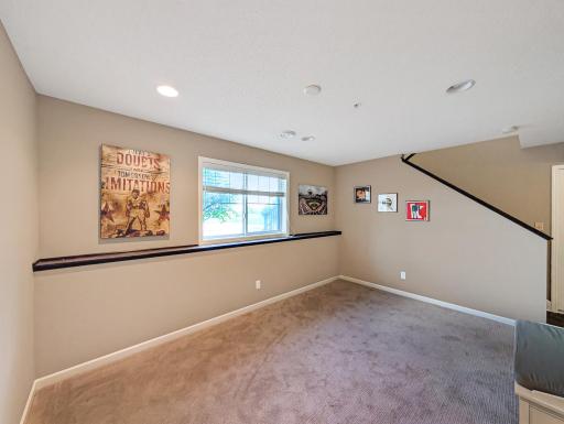 Family room in the basement with lookout windows!