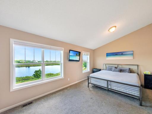 Large, bright windows overlooking the pond just across the street!