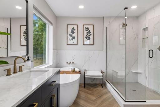 And large frameless glass shower