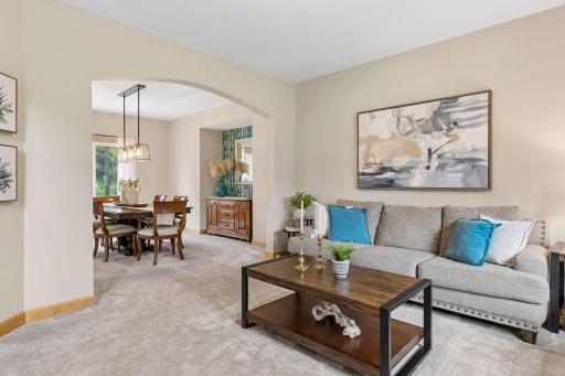 Front living room opens to a large dining room