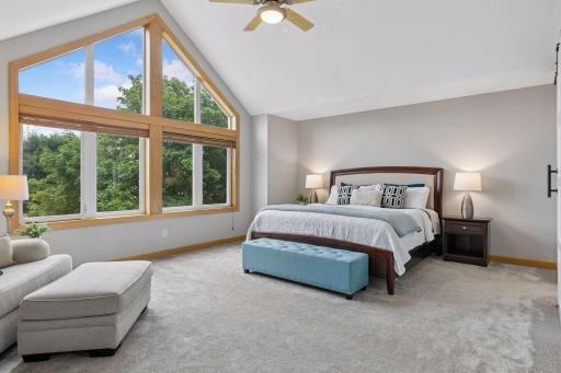 Huge owner's suite with vaulted ceilings and cathedral windows!