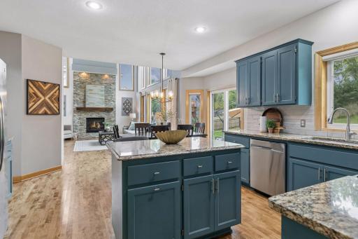opens to eat in kitchen area