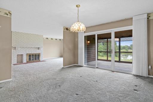 Dining room into living room/screen porch