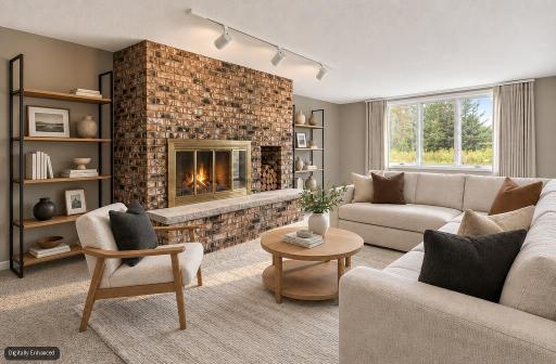 Virtually staged lower level walk out family room
