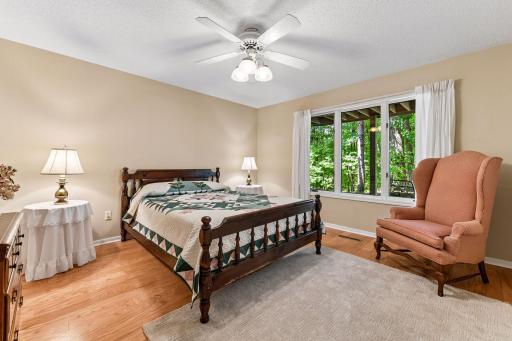 Lower level bedroom #2 with hardwood floors.