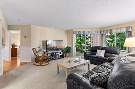 Generous lower level walkout family room with direct access to the patio and wooded backyard.