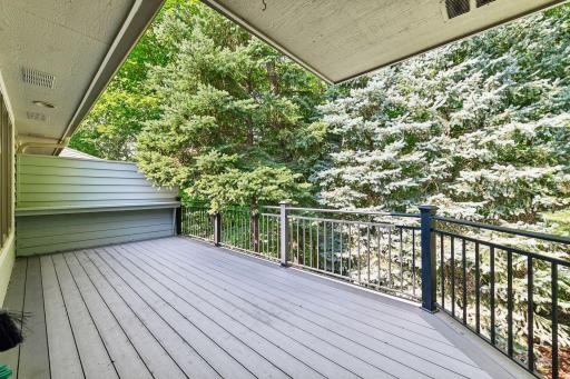 Maintenance-free deck surrounded by mature treesâyour own peaceful outdoor retreat.
