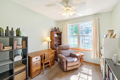The second bedroom is currently used as an office - large window and closet!