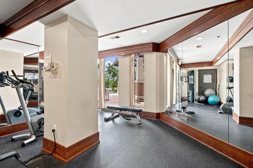 Fitness center has it all - treadmills, ellipticals, weights, benches and so much more!
