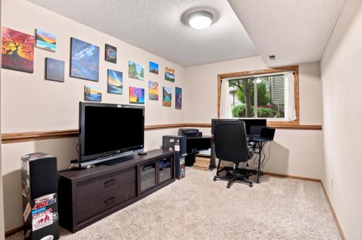 Lower level 4th bedroom currently used as an office.