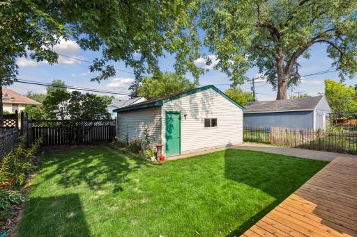 Newer built nice size 2 car garage with concrete pad and smart garage door opener.