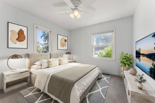 Virtually staged for illustration purposes. Front of home bedroom on main.