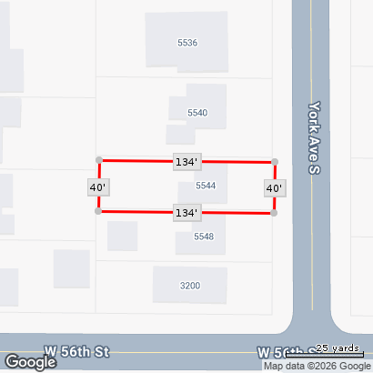 40 x 134 lot size (0.12 acre)