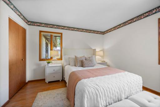 Two bedrooms are located on the main level.