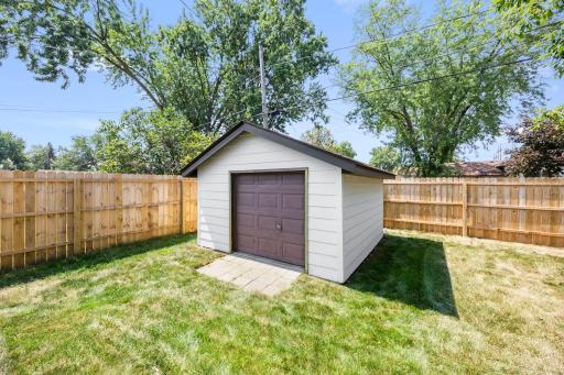 Not only is there a shed for additional storage, but it also has 110V electricity.