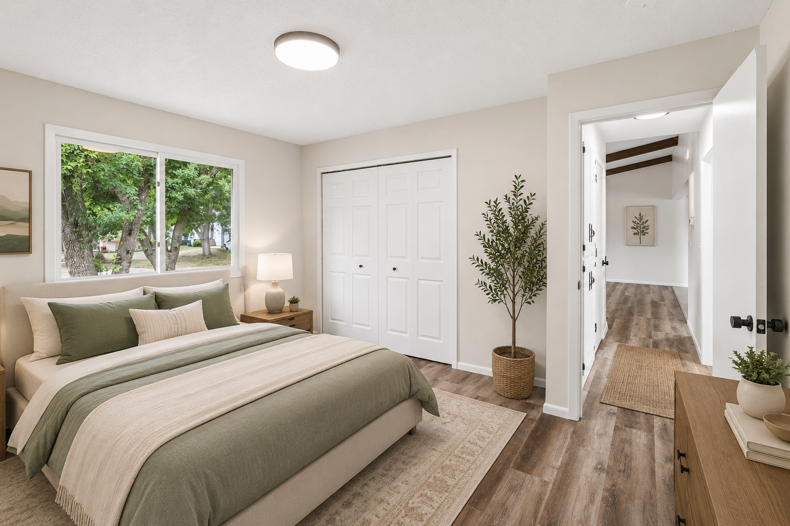 Virtually staged photo of master bedroom