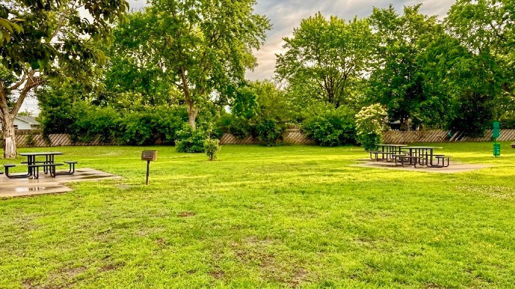 Wide open grassy area surrounded by trees ideal for outdoor activities, pets, or simply enjoying the Minnesota summer.