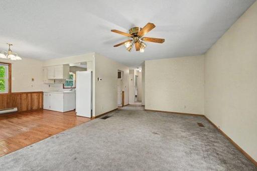 Open living and dining room