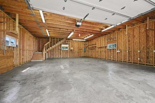 Inside pole barn has concrete floors ready for in floor heat