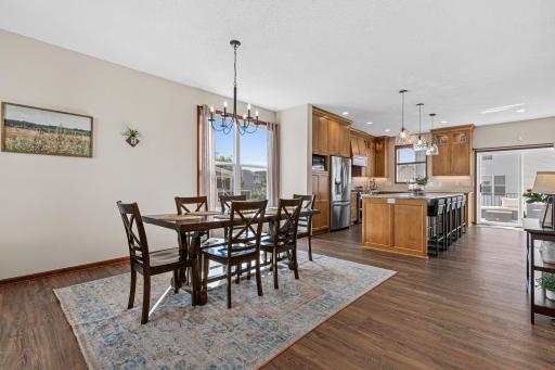 Kitchen layout and design flows perfectly into the informal dining area.