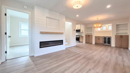 Custom Fireplace and Dry Bar Area off Dining Room