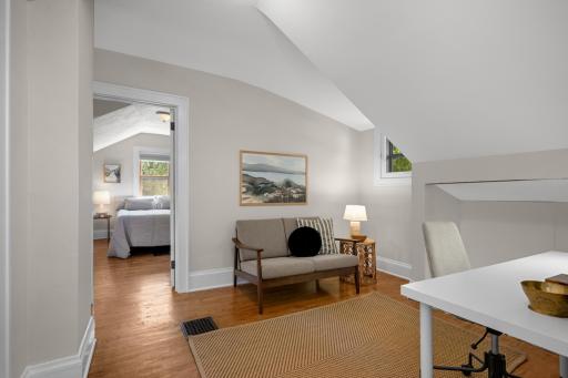 A convenient loft area in the upper level provides additional, flexible space for a home office and/or sitting area