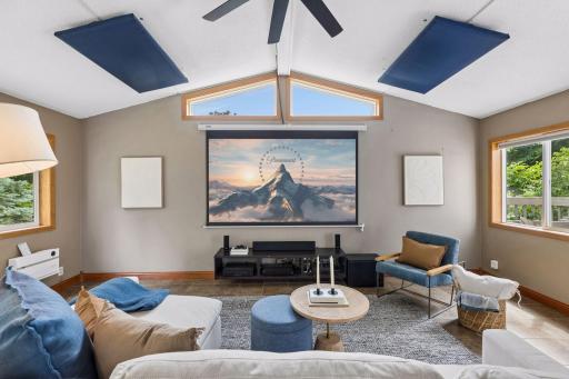 Big screen, projector system stays with the home! Let the movie party begin!!