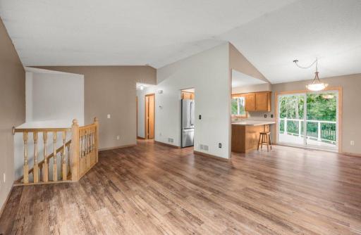 The open concept is obvious in this view of the main living area.