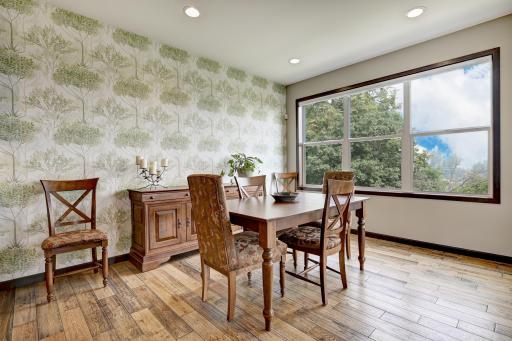 Dining area table can be extended for larger family gatherings