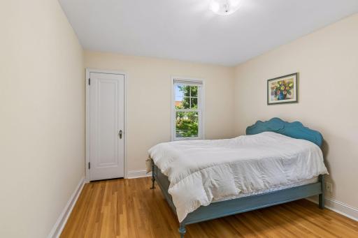 One of two main floor bedrooms. This room features freshly painted walls and ceiling.