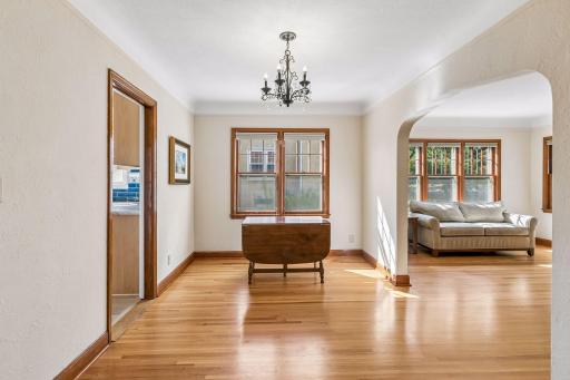 Spacious dining room featuring the same classic details.