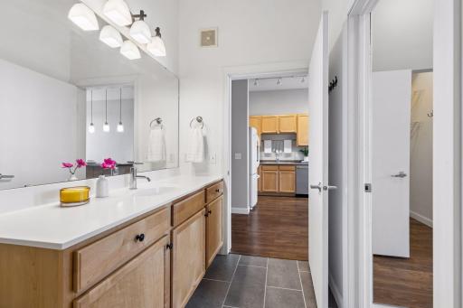 Spacious vanity counter.