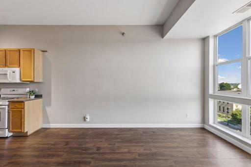 Open concept living/dining area.