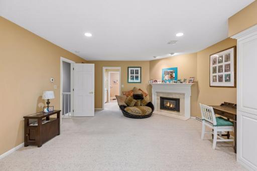 Primary room gas fireplace reading area