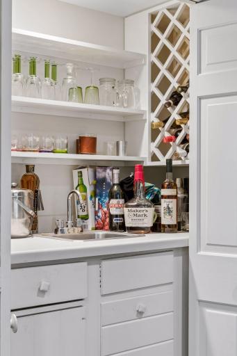 Built in bar closet right in the kitchen