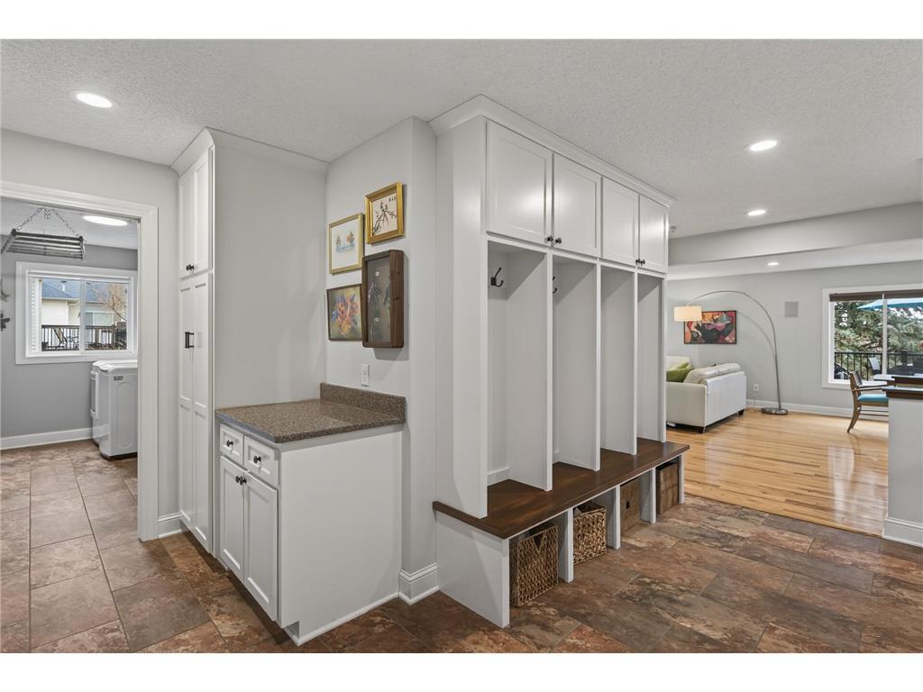 Custom drop station, cubbies and shoe closet