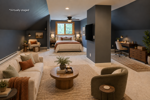 Imagine this room as a primary suite (virtually staged)
