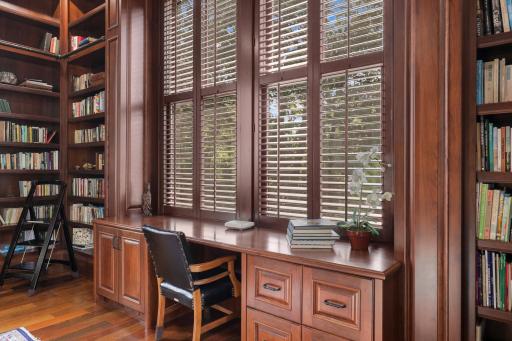 A dedicated workspace tucked within the home provides the perfect spot for everything from morning coffee to focused work.