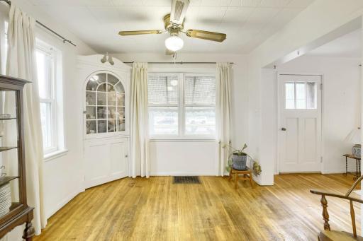 Built in and natural light in dining room