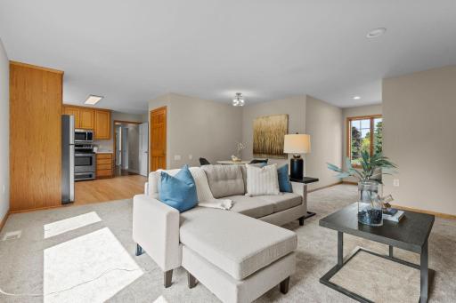 Spacious with an open floor plan connecting the living room, dining room and the kitchen.