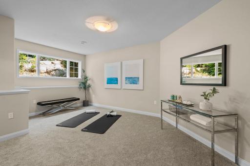 Seventh bedroom on the lower level shown as a workout room.