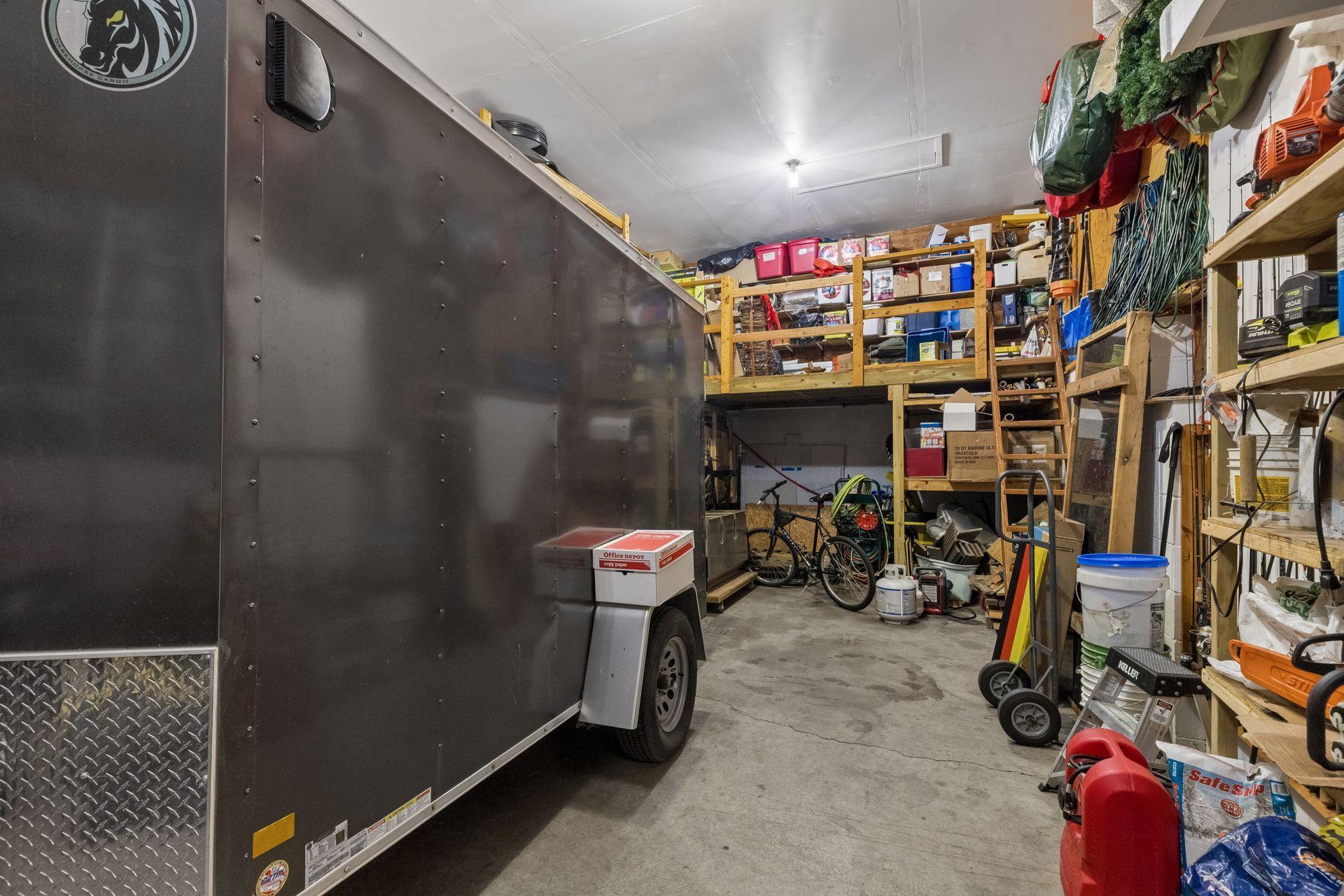 From oversized equipment to seasonal items, there’s room to store it all, with a built-in loft providing even more storage potential.