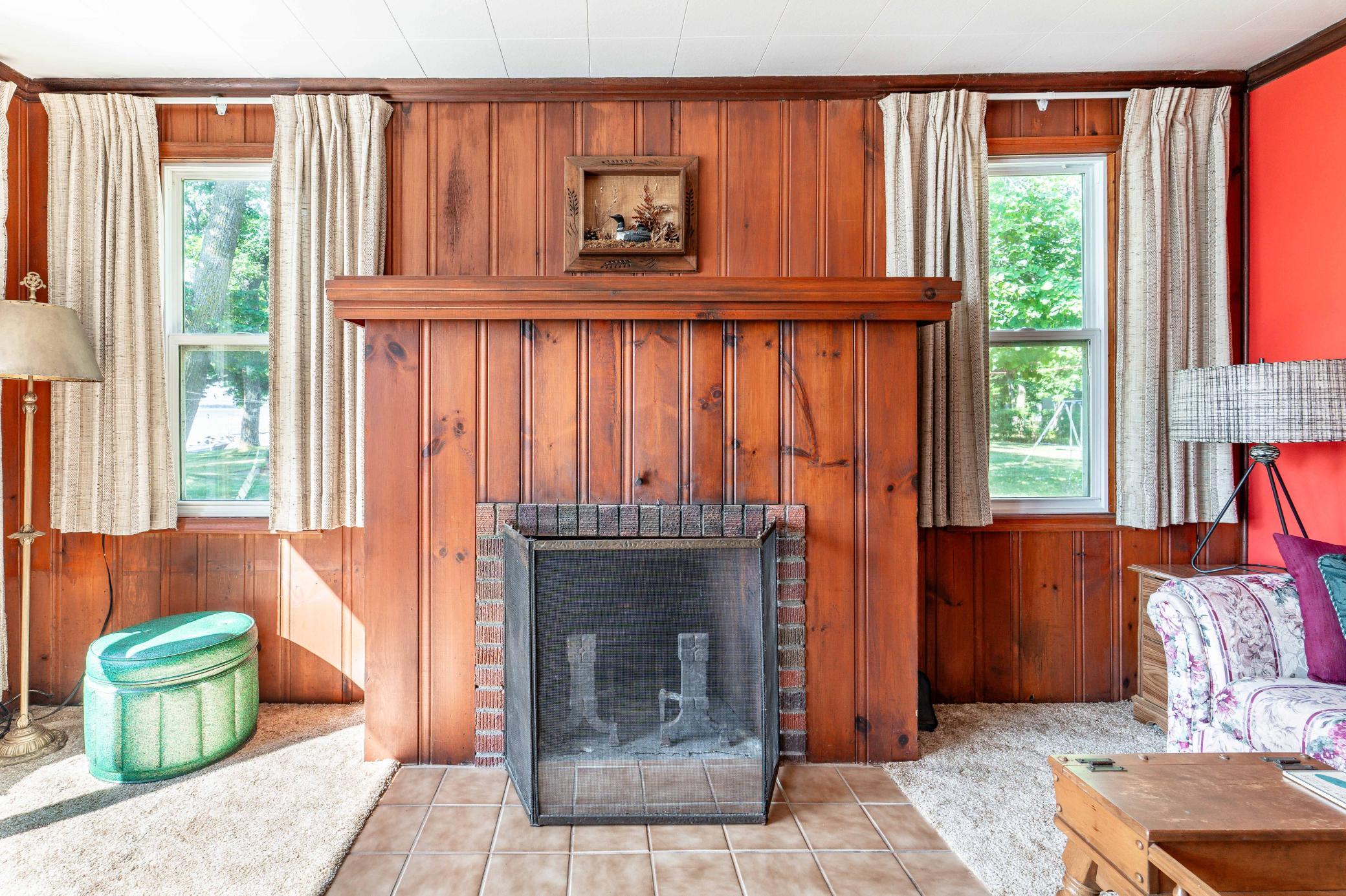 Wood burning fireplace